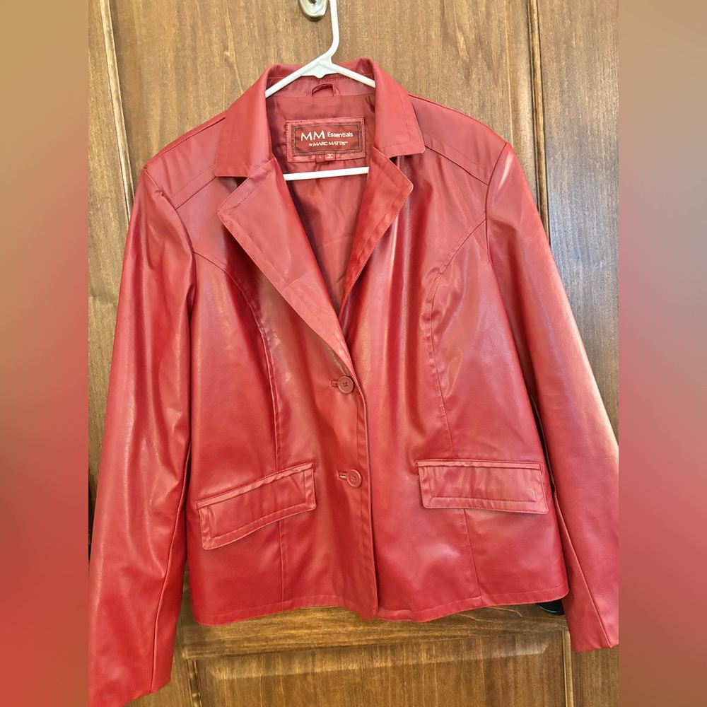 Vintage Marc Mattie MM Essentials Red Vegan Leathet jacket women size large